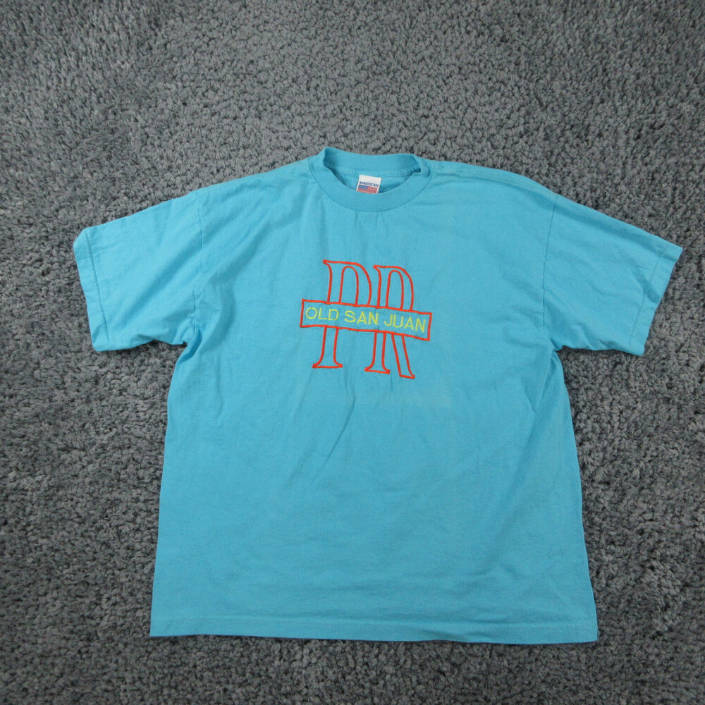 Old San Juan Shirt Mens Extra Large Blue Puerto Rico Embroidery Short Sleeve Tee